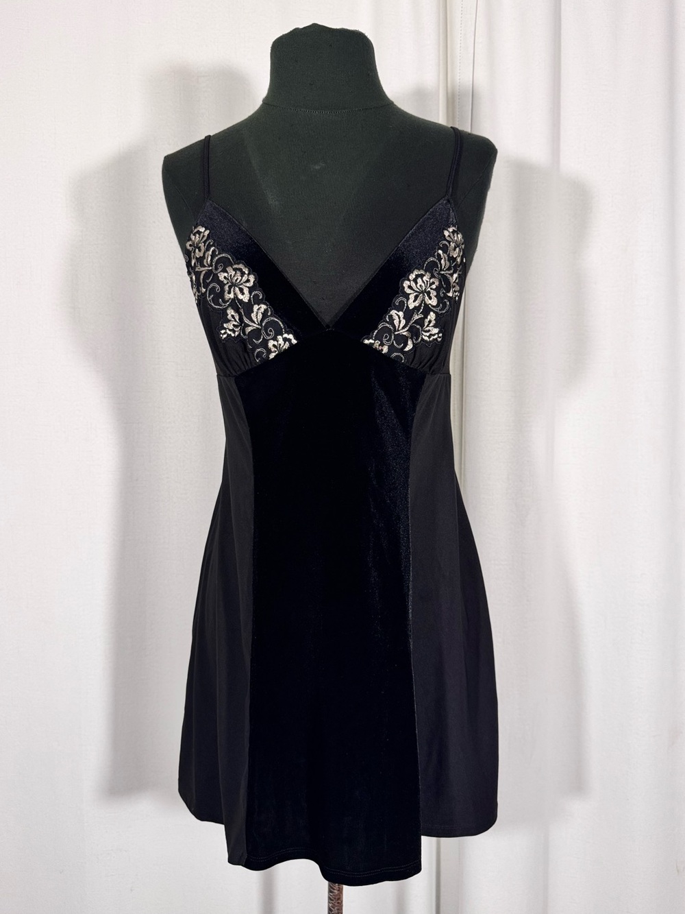 In Bloom Black Velvet Slip Dress